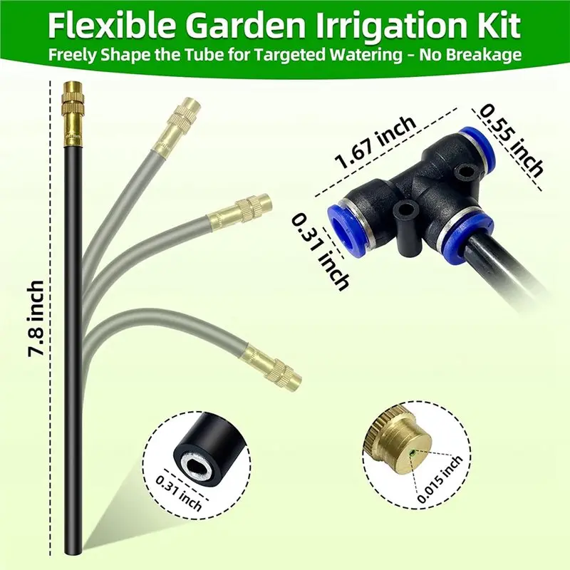 PZHI Garden Misting Nozzle Kit, 10 Pcs 360° Brass Mister Nozzle for Drip Irrigation System, Water-Saving Plant Watering Sprayer