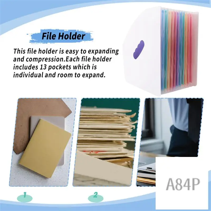 

Expanding File Holder Folder Standing A4 Vertical File Organizer Magazine Basket Desktop 13 Pockets File Holder