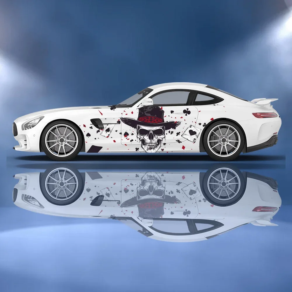 

Mr.Skull Gentleman Poker Car Vinyl Wraps Decal Self-adhesive Anti Scratch Sticker Suitable for Trucks SUV Decor Auto Accessories