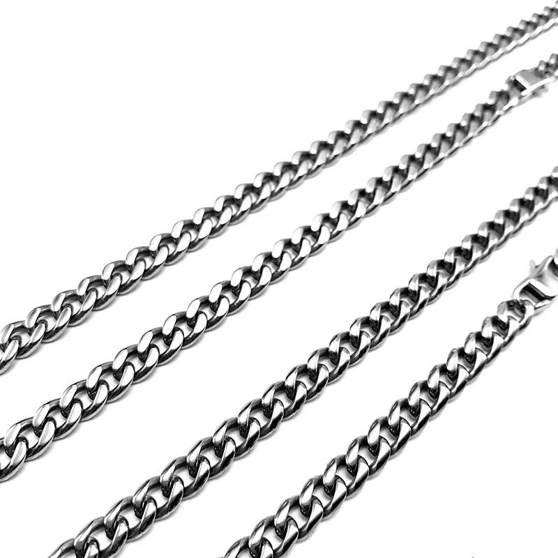 New Pure Titanium Necklace Width 7mm Grinding Six Faces Denim Chain Anti Allergic and Non Oxidative Manual Polishing Cuban Chain