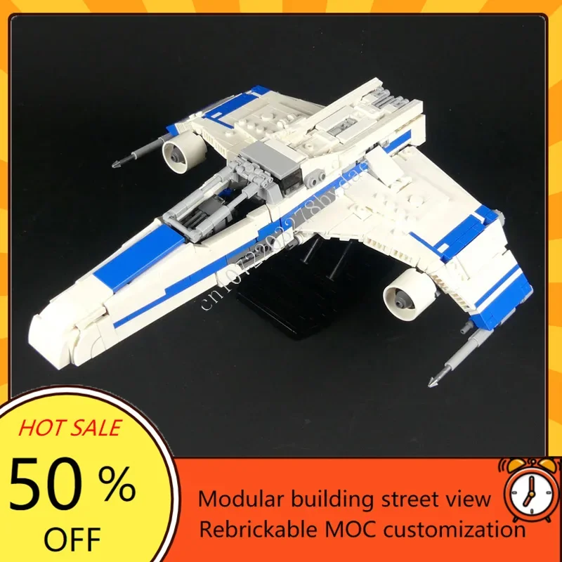 E-Wing Starfighter-Minifig échelle modèle guerre spatiale militaire MOC SpaceShip modèle de combat Puzzles personnalisés bricolage assemblage modèle jouet cadeau