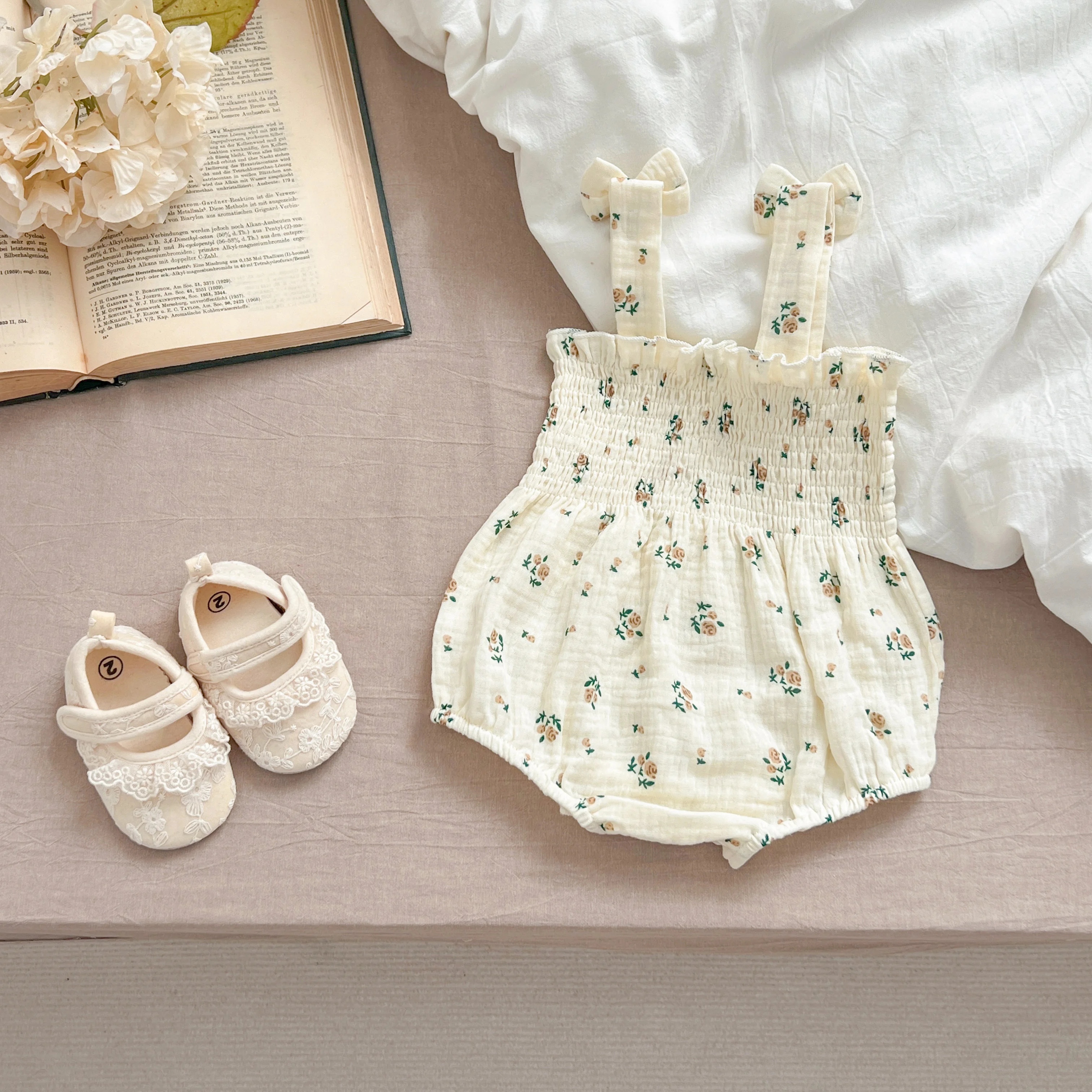 Sommer Outfit Kinder Baby Kleidung Baumwolle Ärmellose Strampler Neugeborene Mädchen Kleidung Kleinkinder Blume Bogen Kinder einteiliges Bodys – Detail 19
