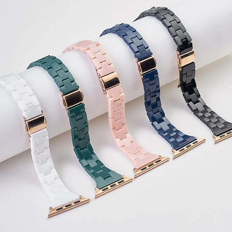 Slim Band for apple watch straps 44mm 40mm Ultra2 49mm 42mm correa 38mm Resin bracelet iwatch series 9 5 4 3 se 6 7 8 45mm 41mm