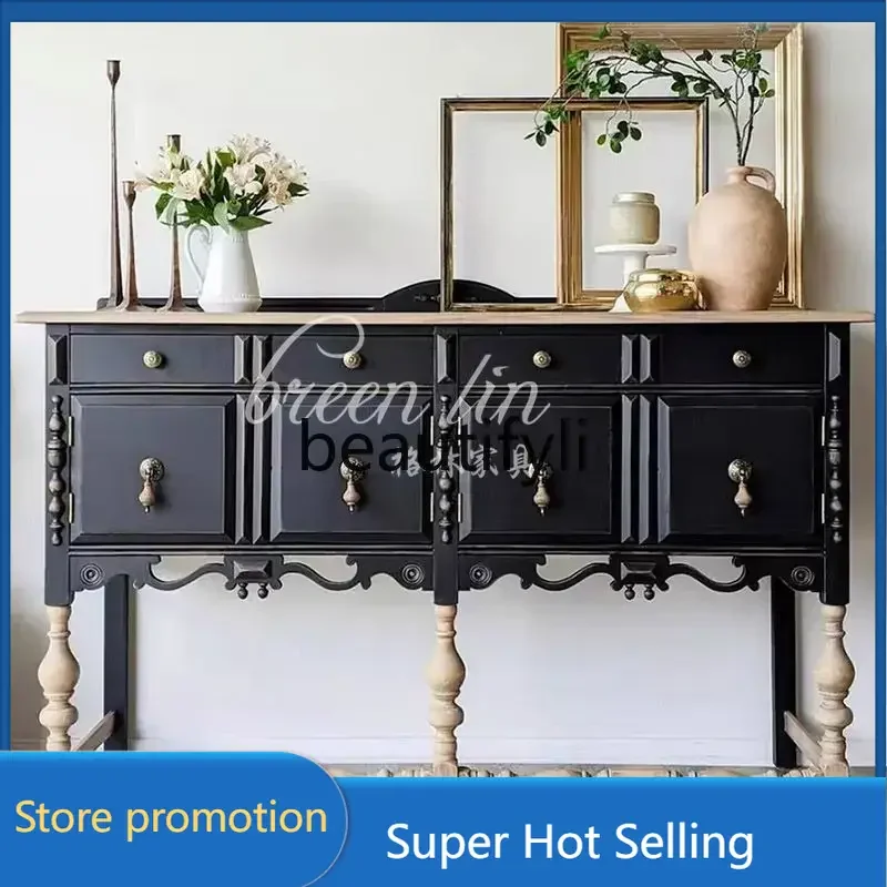 

CC46 French retro solid wood porch cabinet partition decorative cabinet porch storage side cabinet