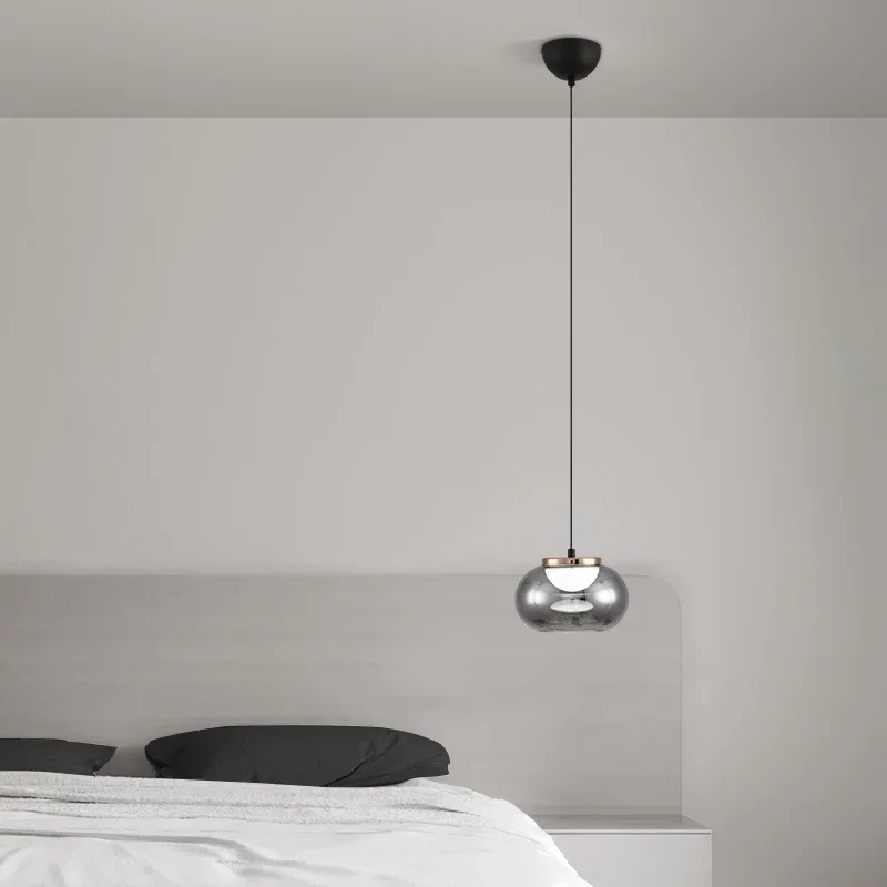 Italian minimalist glass lamp full light LED high-end living room background wall bedside single head pendant light