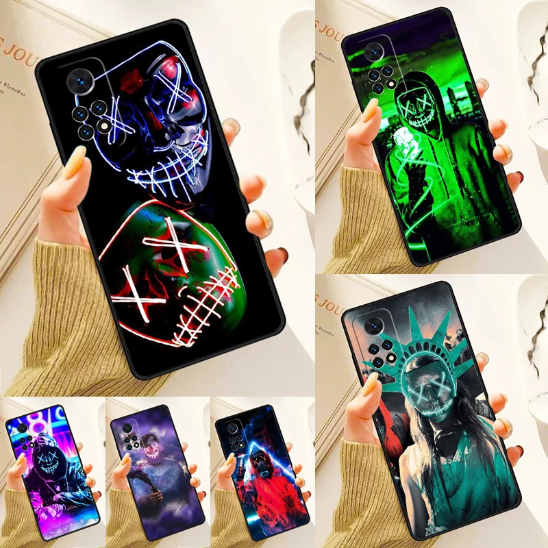 Purge Mask Scary Horror Ski Case For Samsung Galaxy S24 Plus S23 S20 S21FE Lite S22 Ultra Note 20 S8 S9 S10 Phone Coque