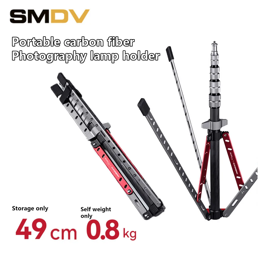 

SMDV gripone 2M Carbon Fiber Lighting Stand Portable Tripod Photography Light Stand for LED Light Flash Softbox Travel Monopod