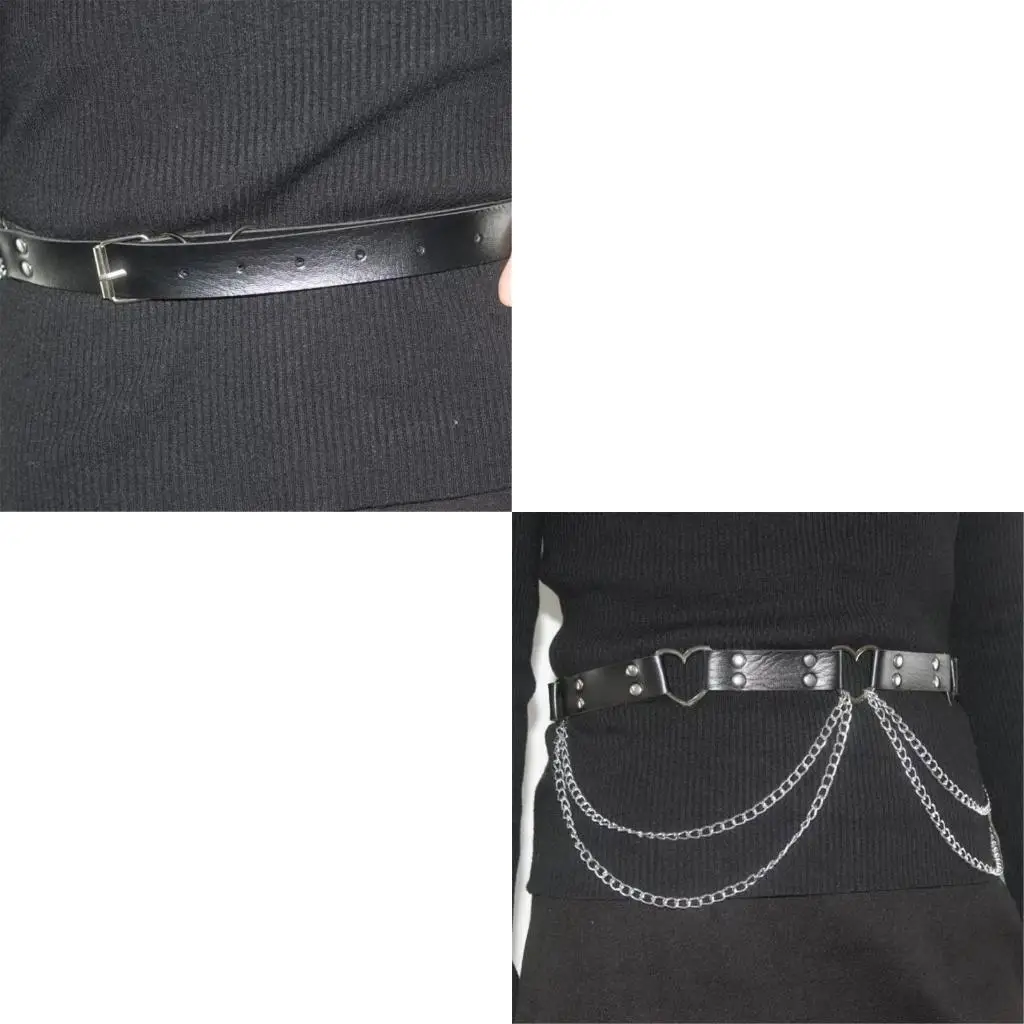 

652F Поясные ремни с шипами для джинсов с кисточками в форме сердца, пояс в стиле панк, украшения для тела в стиле пастушки