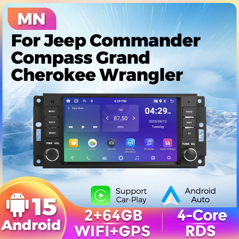 Android Auto Autoradio Stereo für Chrysler 300c, Cruiser Dodge Ram, Ladegerät, Magnum Jeep Grand Cherokee, Kompass, Kommandant, Patriot