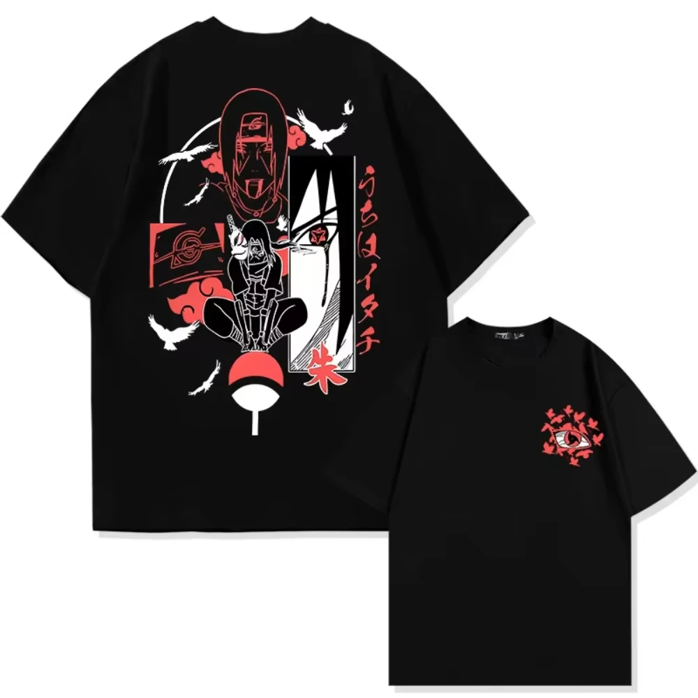 Naruto Animation Derivatives T-shirt Uchiha Itachi Uchiha Sasuke Printing Men Summer Fashion Casual Oversized Streetwear