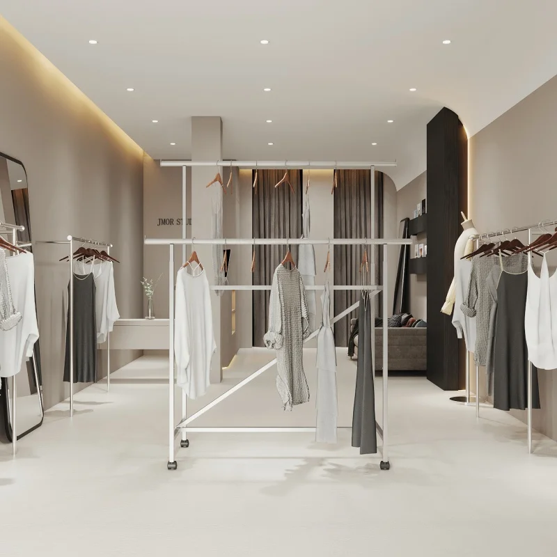 custom.Clothing fittings metal steel adjustable height h shape fancy retail store shelving racks for shop displays