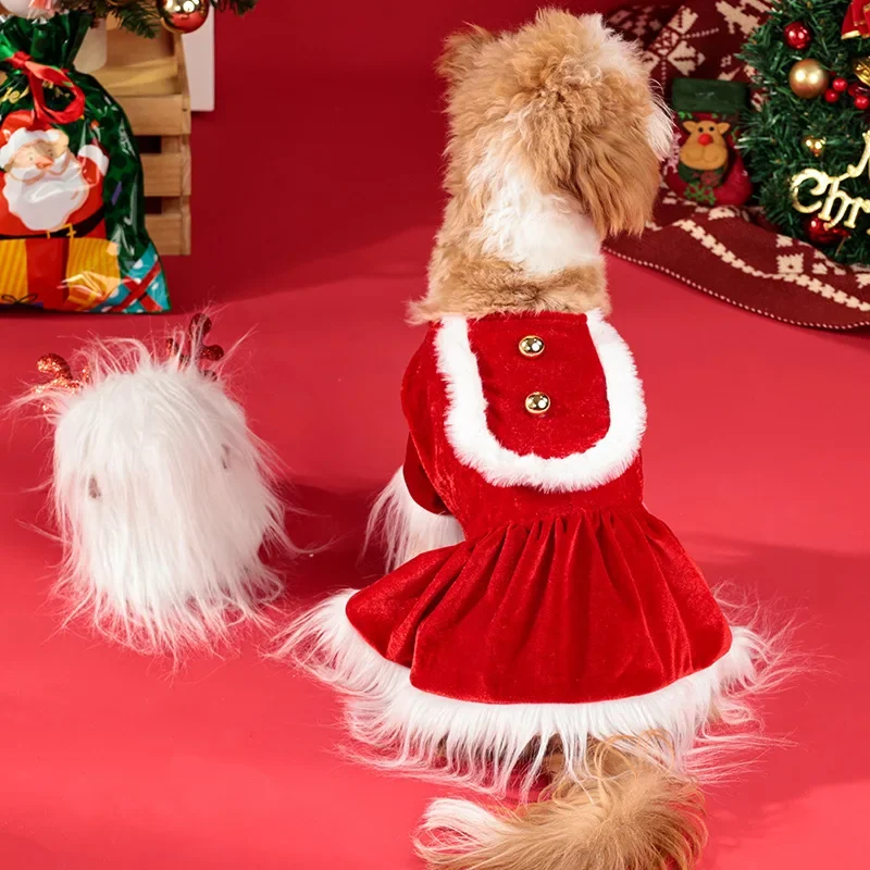 New pet clothes, Christmas party set, holiday outfit, funny small and medium-sized dog clothes