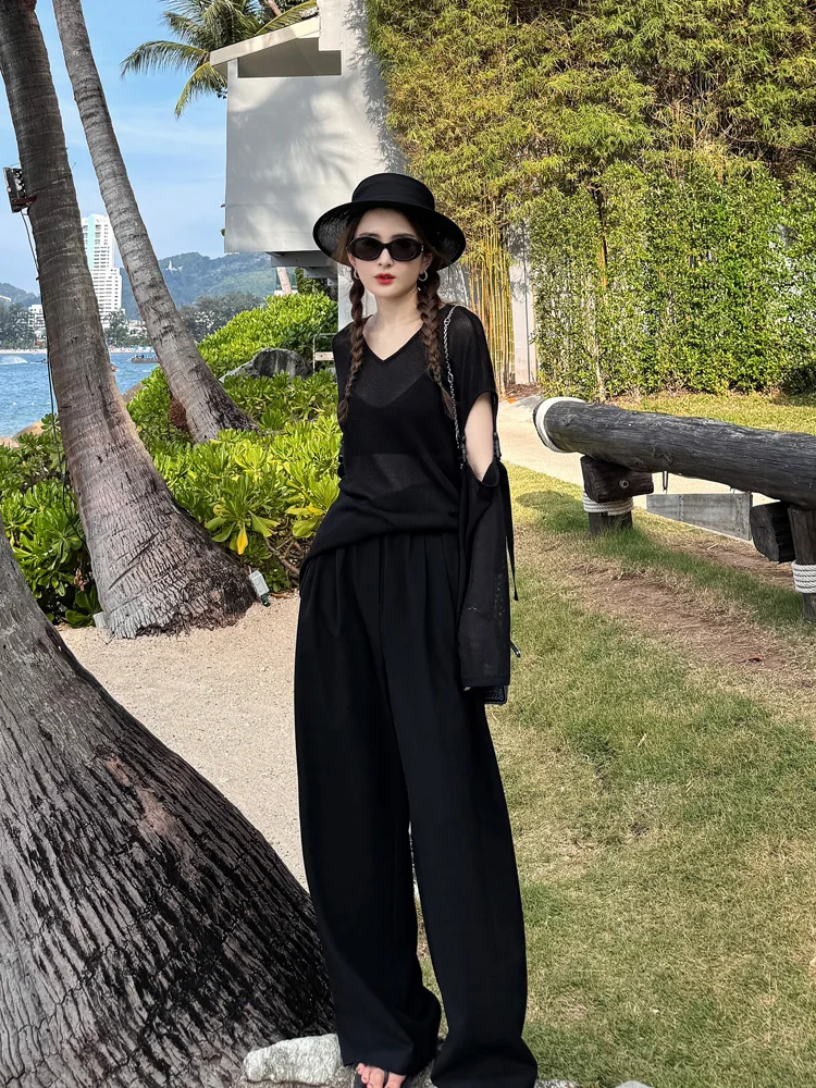 

Модная женская футболка LADYC с отстегивающимися рукавами и воротником-сердечком, летняя новинка, свободный крой, длинный рукав