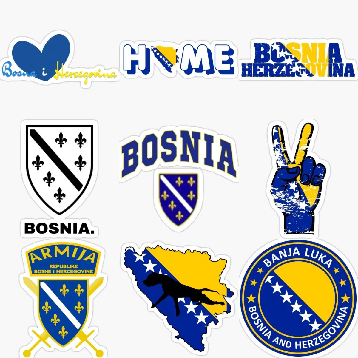 BIH Bosnia and Herzegovina Flag Map Emblem Creative PVC Accessories Stickers for Decorate Car Van Wall Window Table Helmet