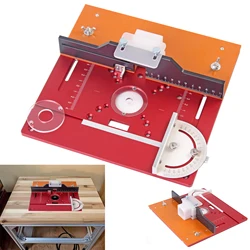 Aluminium Router Table Insert Plate Electric Wood Milling Flip Board with Miter Gauge Guide Set Table Saw Woodworking Workbench