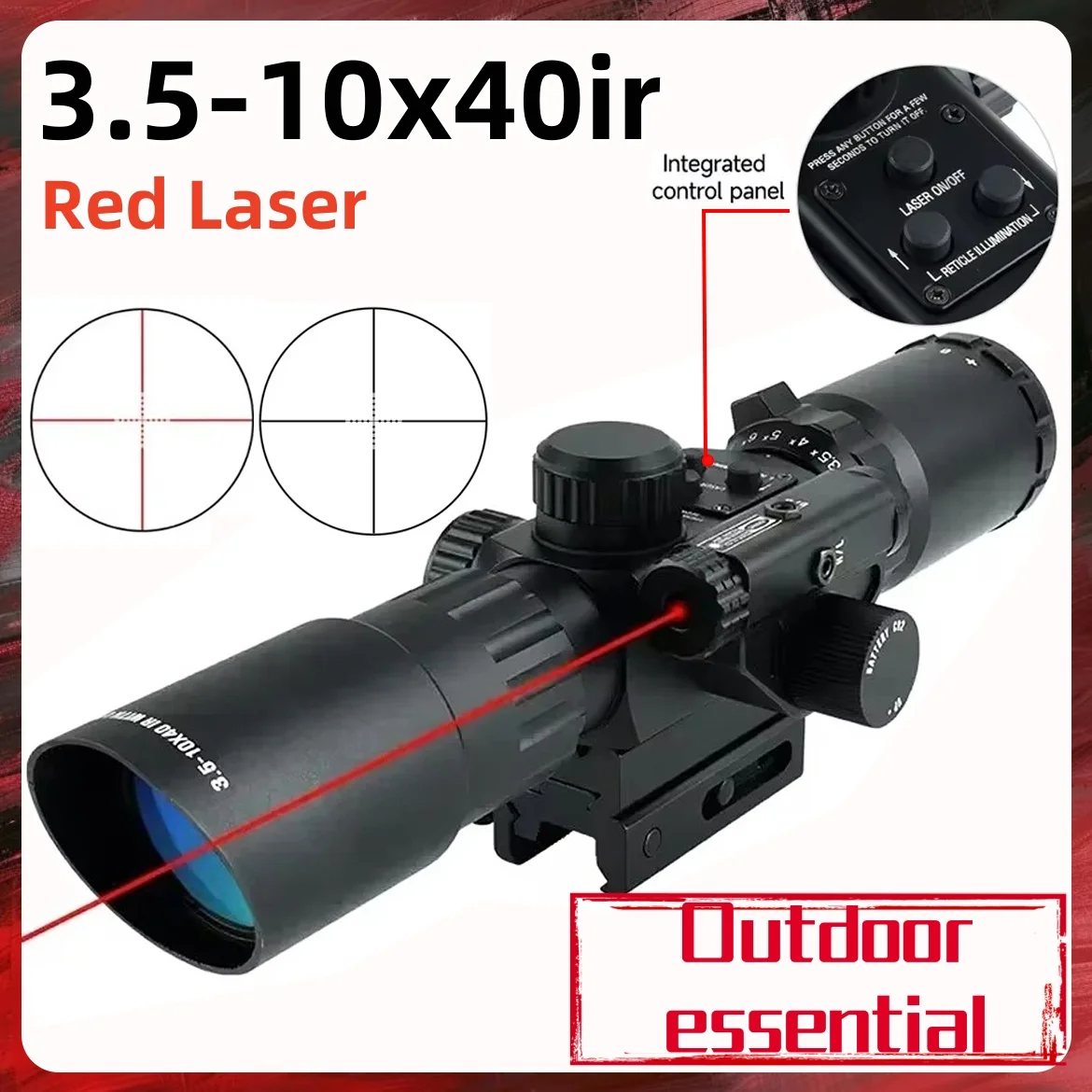 Tactical 3.5-10x40IR Scope LaserCombo Red Light CrossHair Reticle Reflex Hunting Optic Riflescopes 2-7x32 Fit 11/20MM Rail Mount