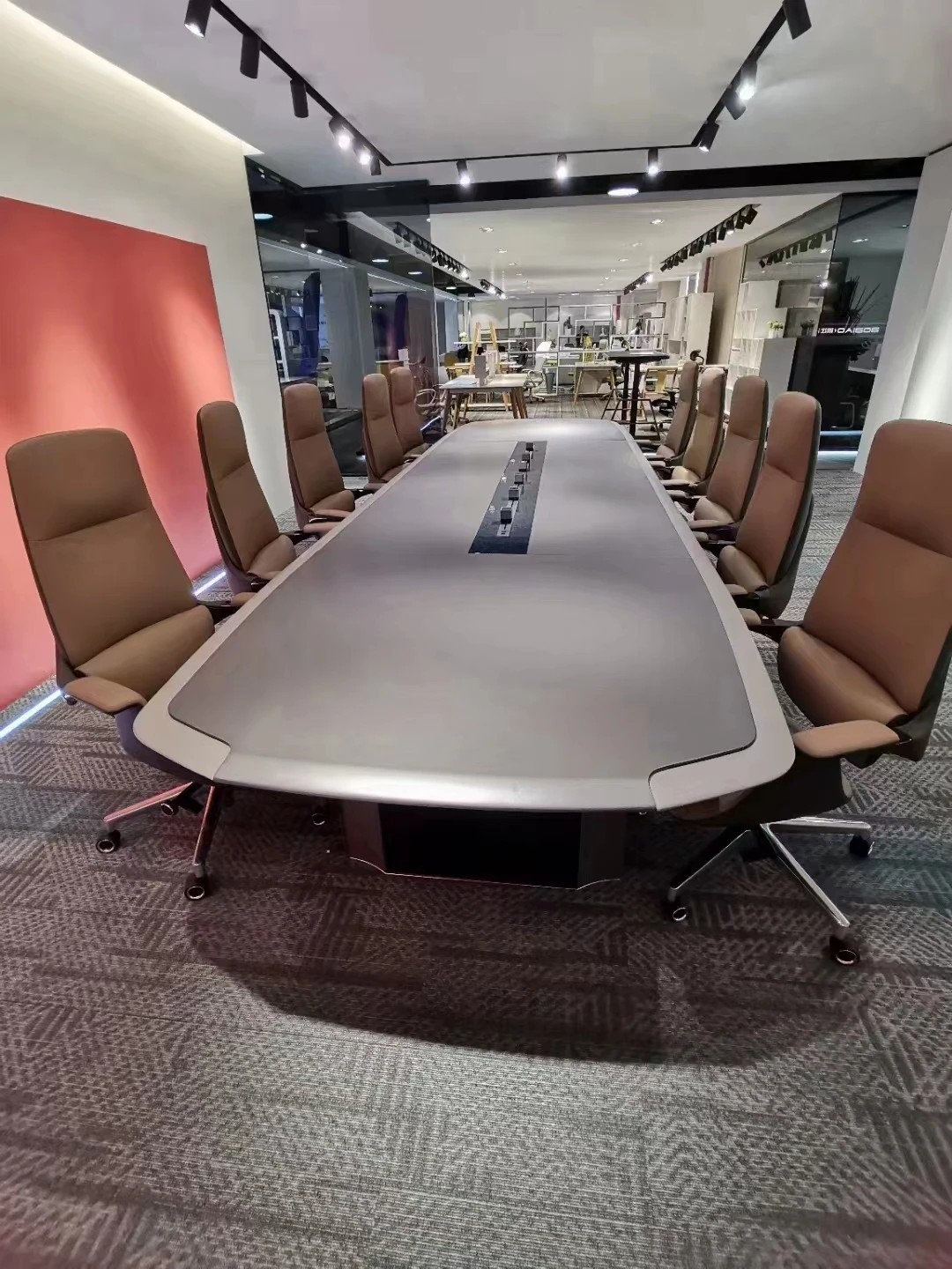 Laminated Smart Metal Baking Paint Conference Table Contemporary High-end Office Furniture Featuring