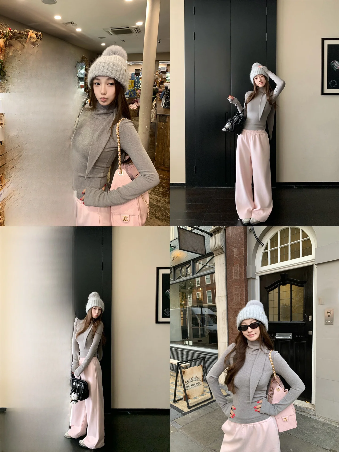 

Мягкий хлопковый комплект брюк для отдыха с высоким воротником на подкладке, женский зимний наряд-стойка B25B25378 B25B25378A