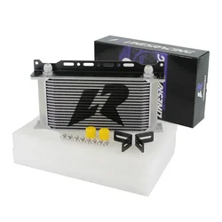 LR AN10 19 Row Engine Oil cooler +Mounting Bracket Mocal Type Kit 248mm Universal Engine Black/Silver Aluminum