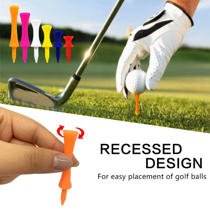 50Pcs Golf-Tees Step Down, Plastic Castle Golf-Tees, 6-Colors Each of 50pcs, Assorted Size 70mm/57mm/51mm/45mm/38mm/32mm