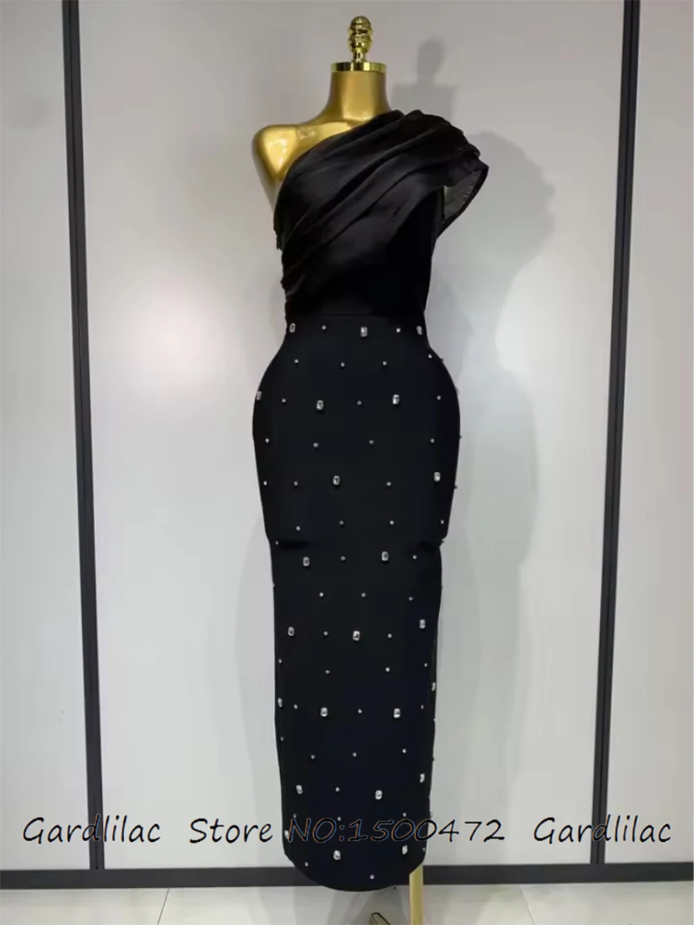 Vestido de fiesta elegante con un hombro, vestido largo ajustado de cristal brillante, vestido de fiesta de noche a la moda para Festival