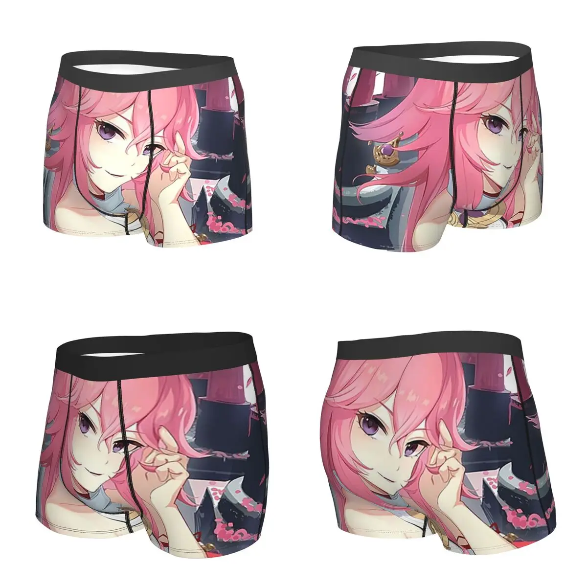 الملاكم السراويل السراويل Yae Miko Genshin تأثير سراويل الرجال ملابس داخلية جيدة التهوية ل أوم رجل صديقها هدية