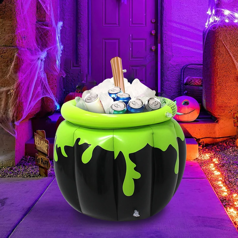 Dispositivo di raffreddamento gonfiabile per bevande di Halloween, calderone gonfiabile, secchiello per il ghiaccio, contenitore per alimenti, bar da portata, forniture per feste per Halloween