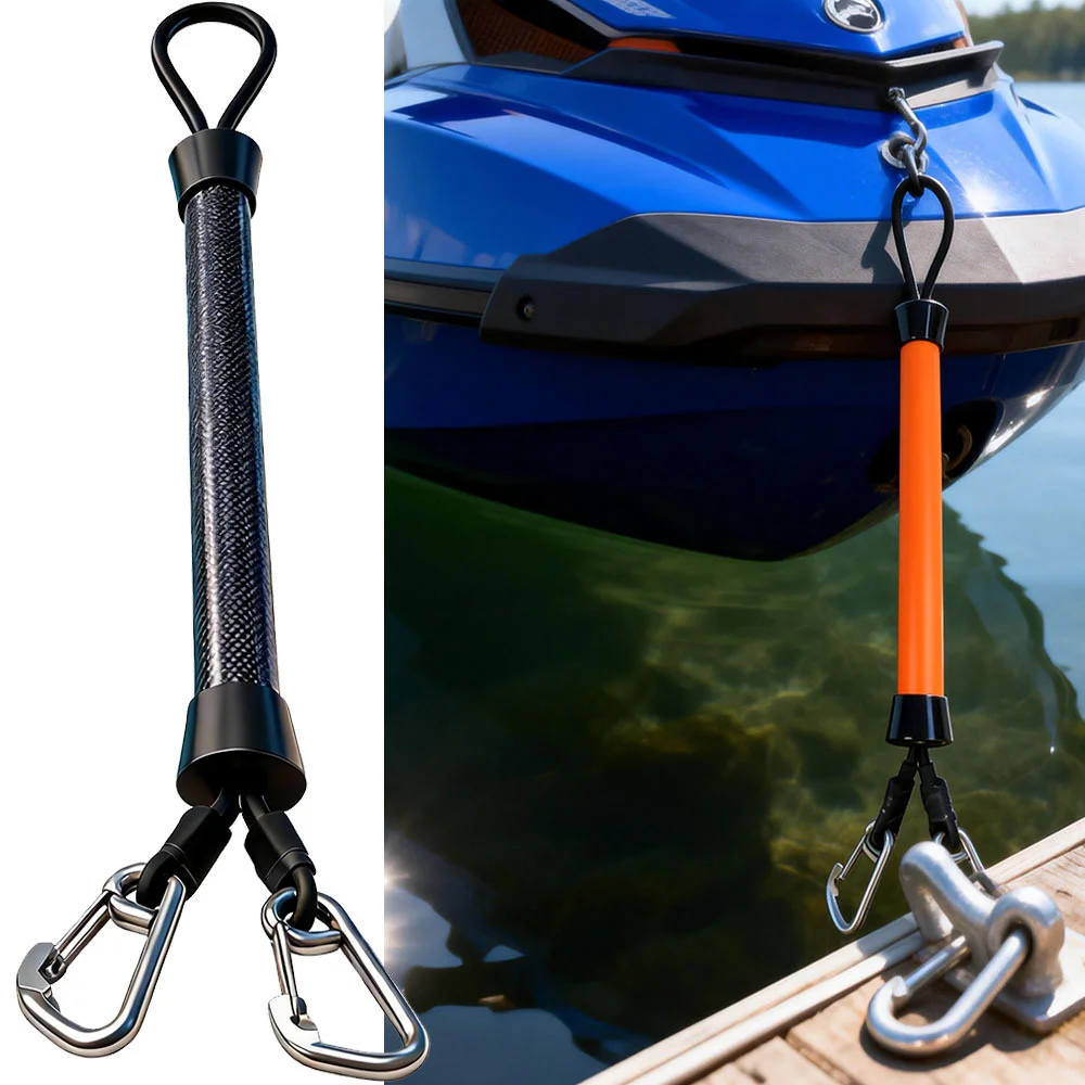 1/2 Stück Verstellbares Stoßdämpfendes Bungee-Festmacherseil Elastisches Marine-Seil mit Edelstahlhaken für Kajak- und Bootsschutz