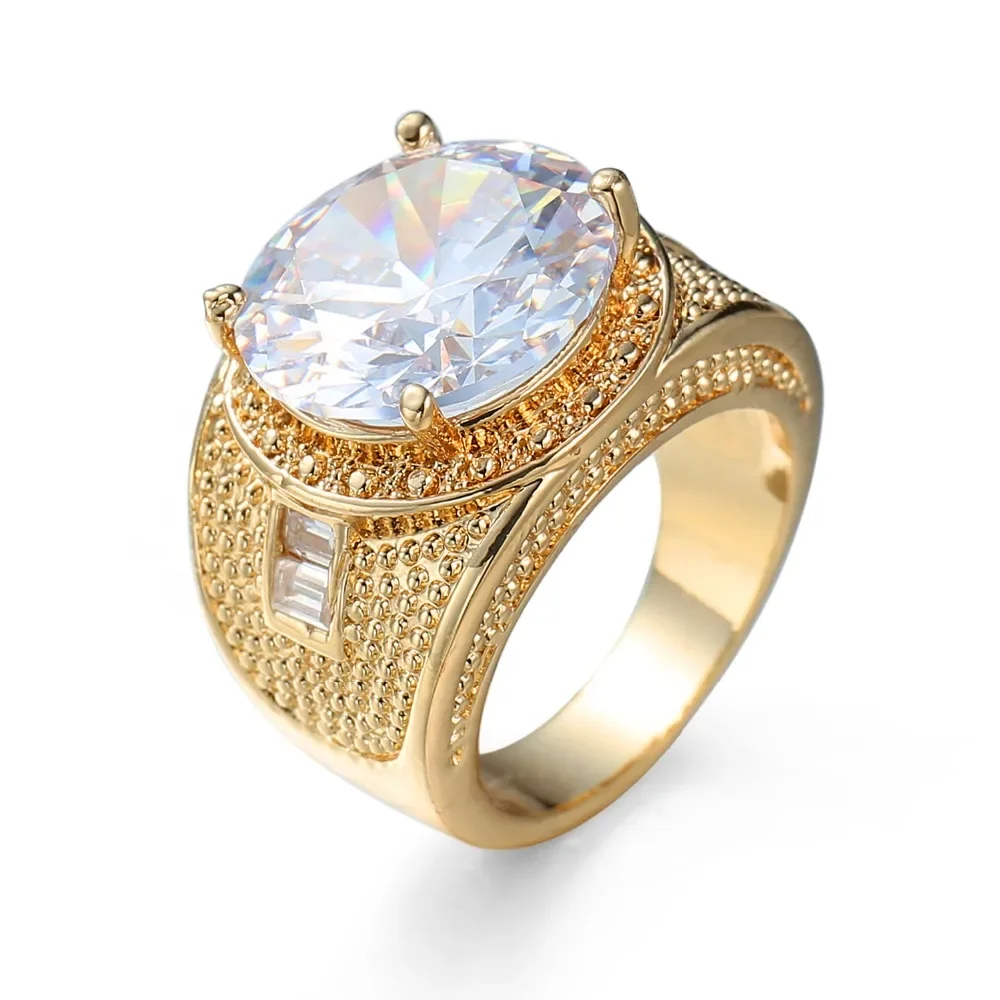 New High Quality CZ Women Mens Vintage Rings 18K Gold Filled Fashion Figure Ring Big Cz Crystal Stone Accessory 6-10