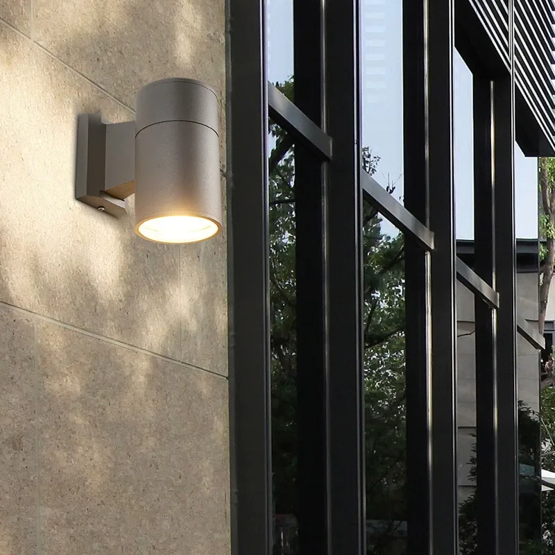 Head Outdoor Wall Lamps with Up and Down Illumination Dual Headed Aluminum Tube Sconces GU10E26 Screw Socket Circular Wall Light