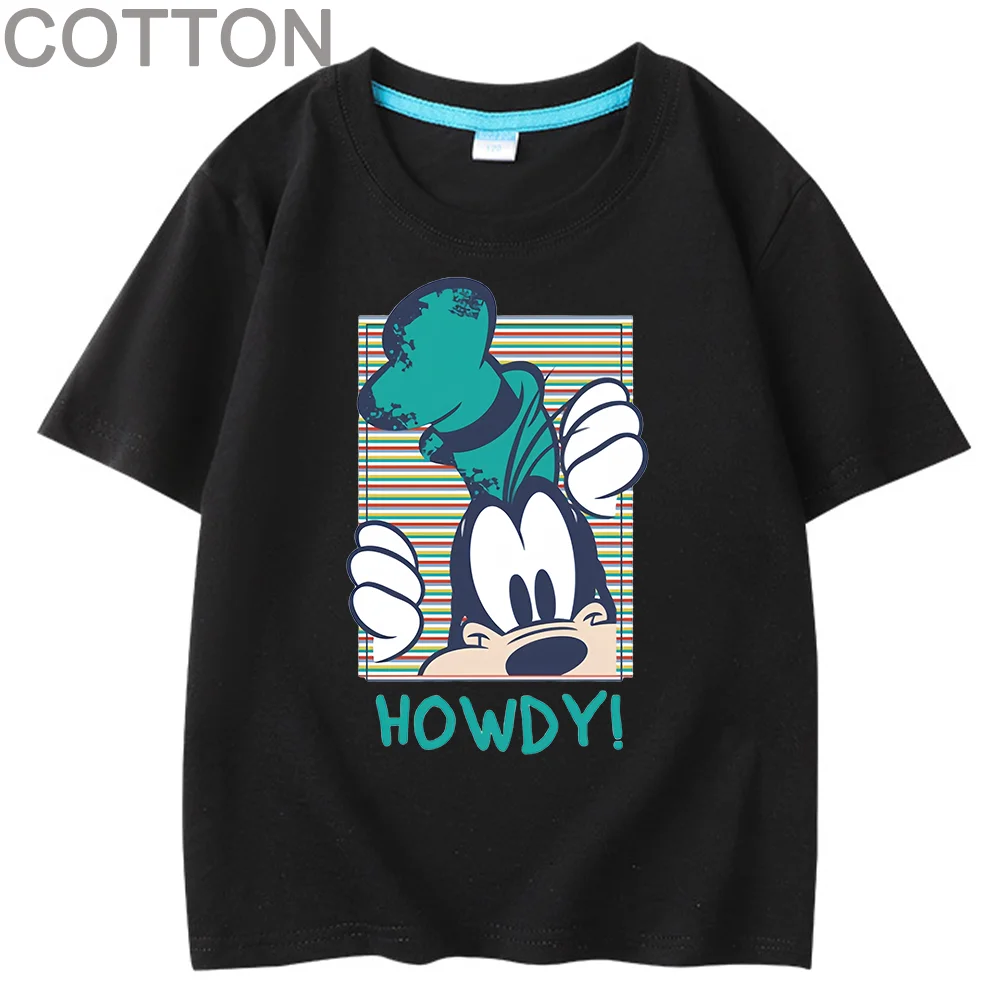 

2024 Goofy animation fashion cotton summer multicolor children's casual cartoon T-shirt round neck short sleeve Disney print1131