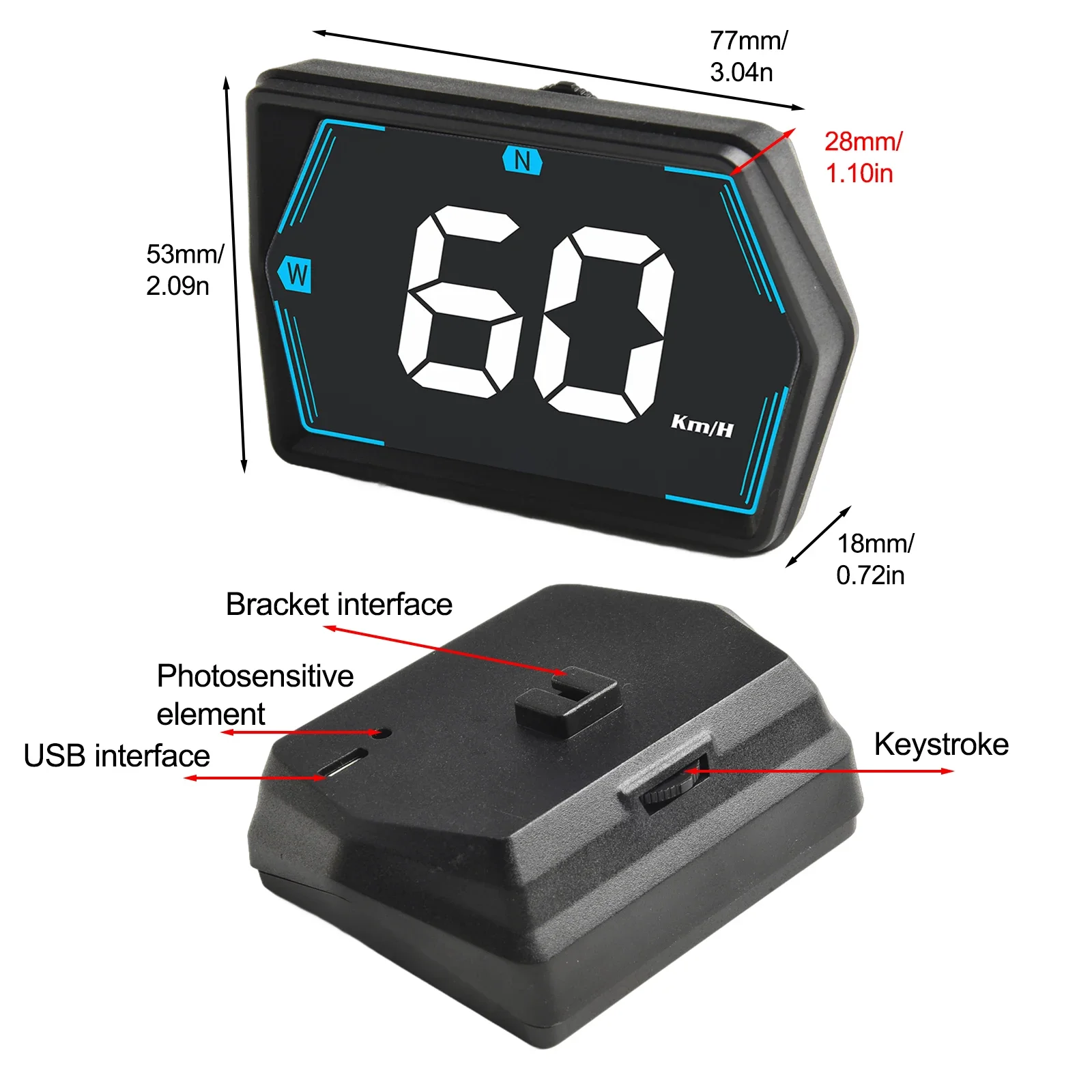 G20 HUD GPS Head Up Display Speedometer Odometer LED Display With Overspeed Alarm For All Car Speed Meter KMH MPH