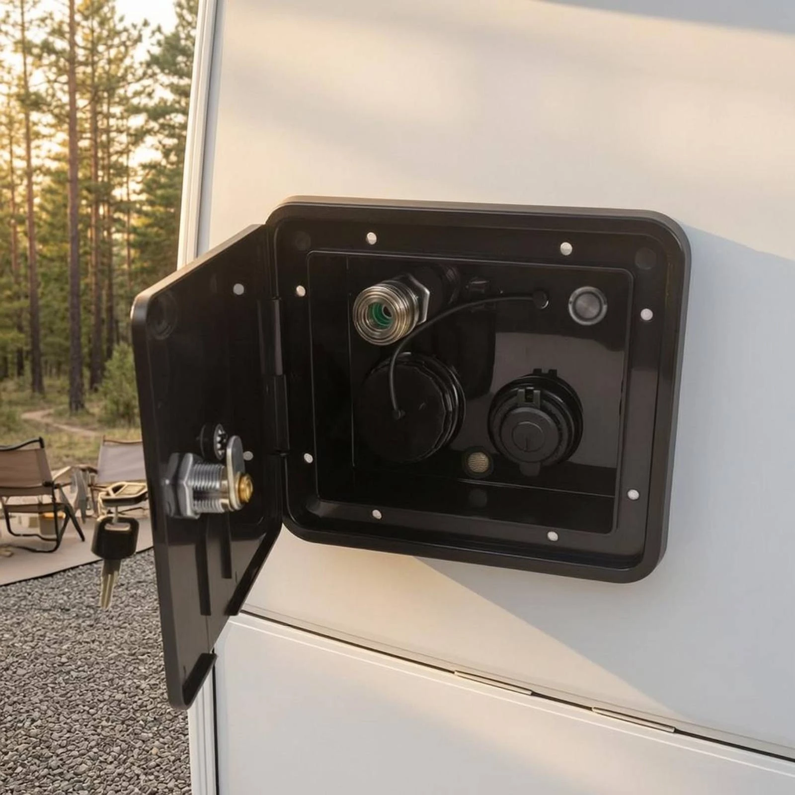 RV Natural Flow Water Fill Port Multifunctional RV Potable Water Natural Flow Fill Port Flush Mount Reinforced Design for RVs