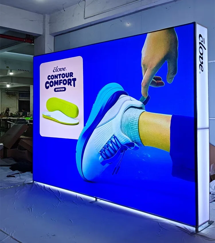 Custom Size LED Backdrop Light Box Lighting Fabric Banner Wall Stand Advertising Exhibition Aluminum Tension Fabric Light Box