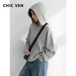 CHIC VEN Women's Sweaters Solid Casual Hooded Knitted Sweater Coat for Woman Long Sleeve Jumpers Female Tops Autumn Winter 2022