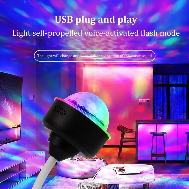 

Красочные светодиодные фонари RGB стробоскопы для вечеринок USB автомобильные хрустальные светильники для атмосферы сценические огни красочные вращающиеся волшебные шары