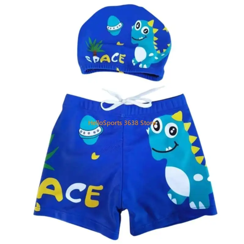 A52F เด็กชายกางเกงขาสั้นว่ายน้ำและหมวกว่ายน้ำชุดว่ายน้ำแบบแห้งเร็ว ๆ