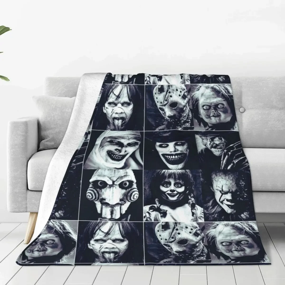 Horror Movie Gothic Blanket Scream Team Chucky Flannel Funny Warm Throw Blankets for Coverlet Summer