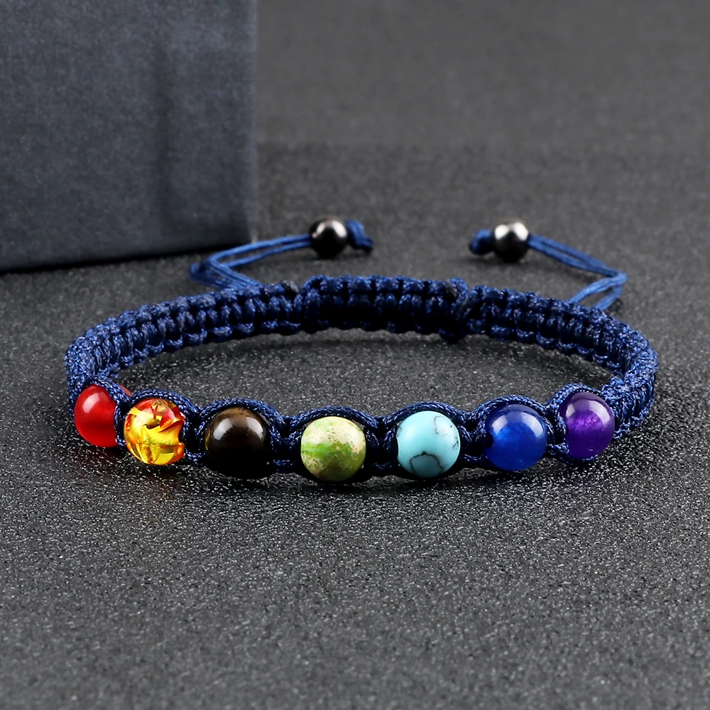 Hand Woven 7 Chakra Bracelet For Men Women 6mm Natural Stone Healing Balance Bracelet Couple 7 Chakra Bead Bangle Prayer Jewelry