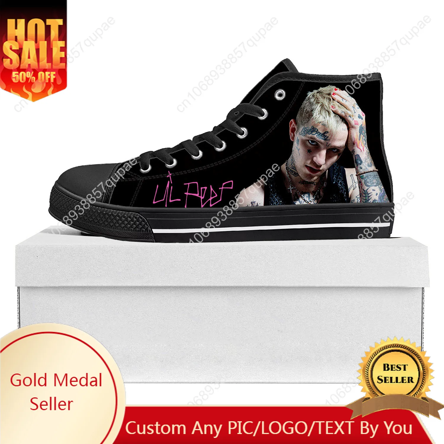 

Hot Hip Hop Rapper Lil Peep High Top High Quality Sneakers Mens Womens Teenager Canvas Sneaker Casual Couple Shoes Custom Shoe