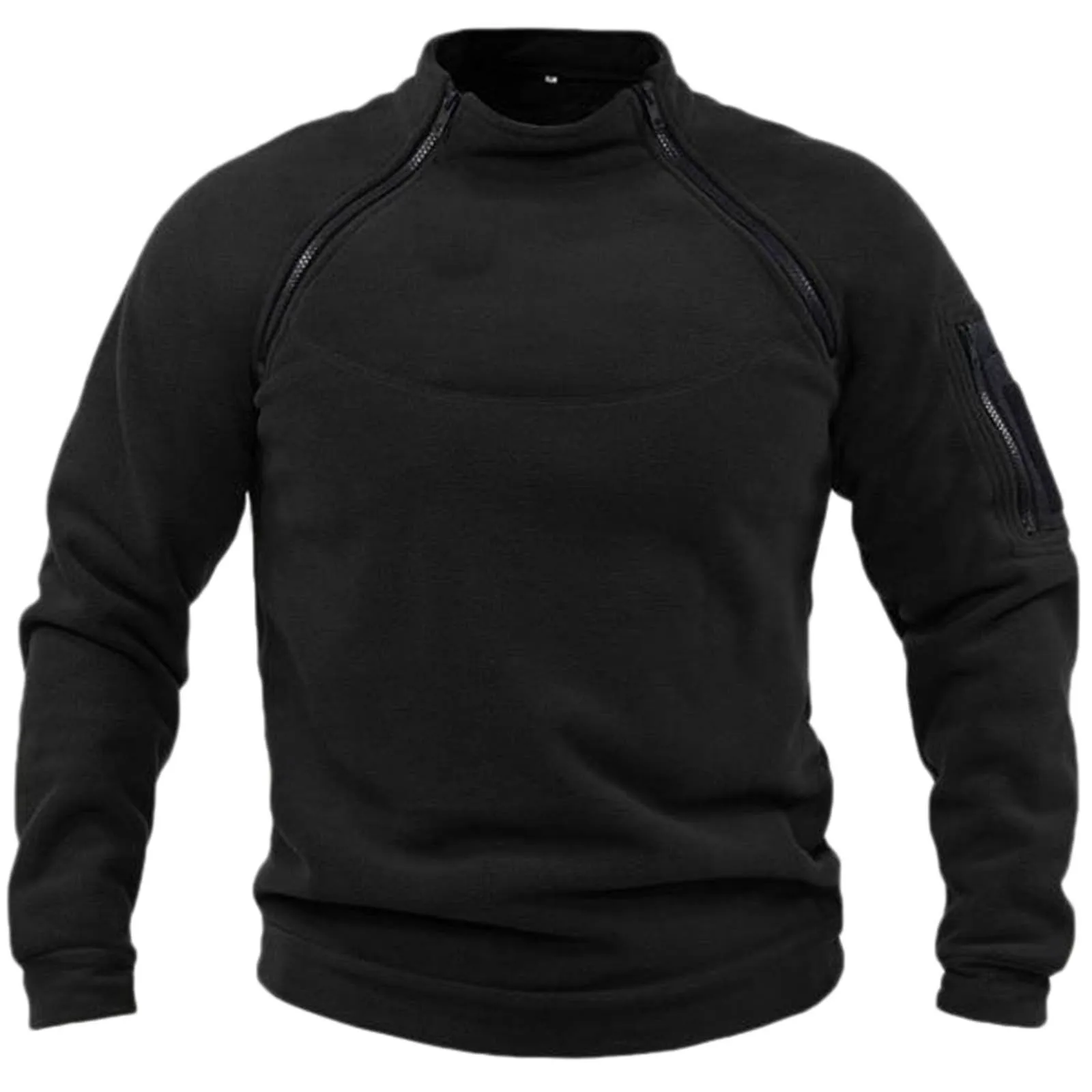 Fashionable Solid Color Outdoor Warm And Breathable Sweater Tops For Men Stand Collar Zipper Slim Fitting Casual Male Hoodies