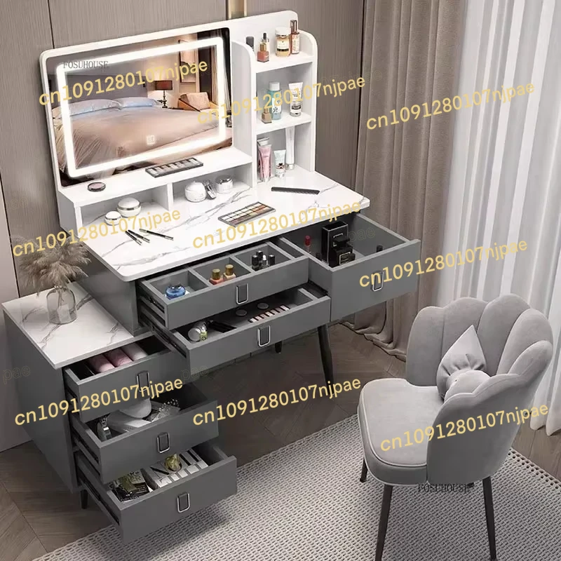 

Nordic Simplicity Dresser Bedroom Furniture Dressing Table Storage Vanity Desk with Light Mirror Makeup Home Furniture a