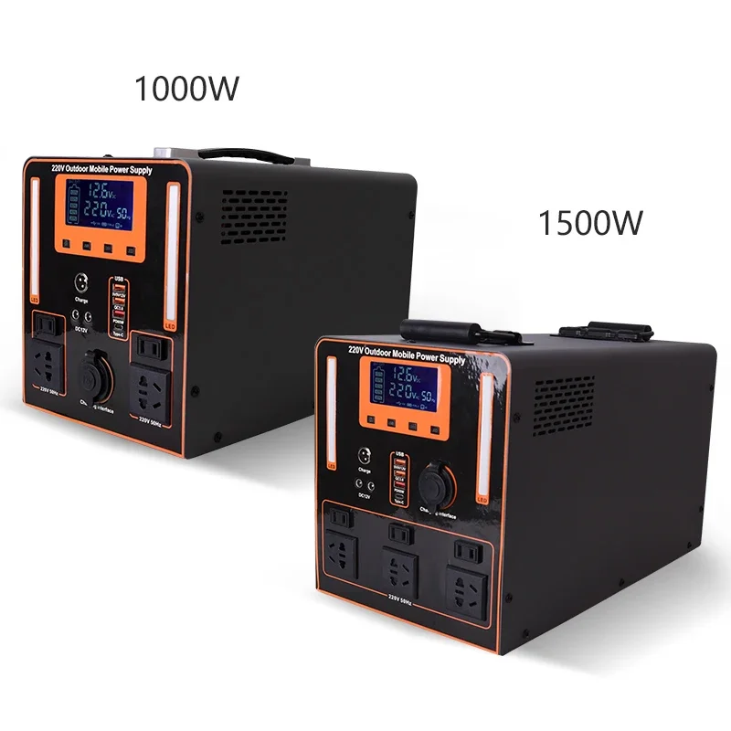 Smart Solar Generator With Light Rechargeable Camping Battery Portable Solar Power Station 1000w 1500w Portable Power Station