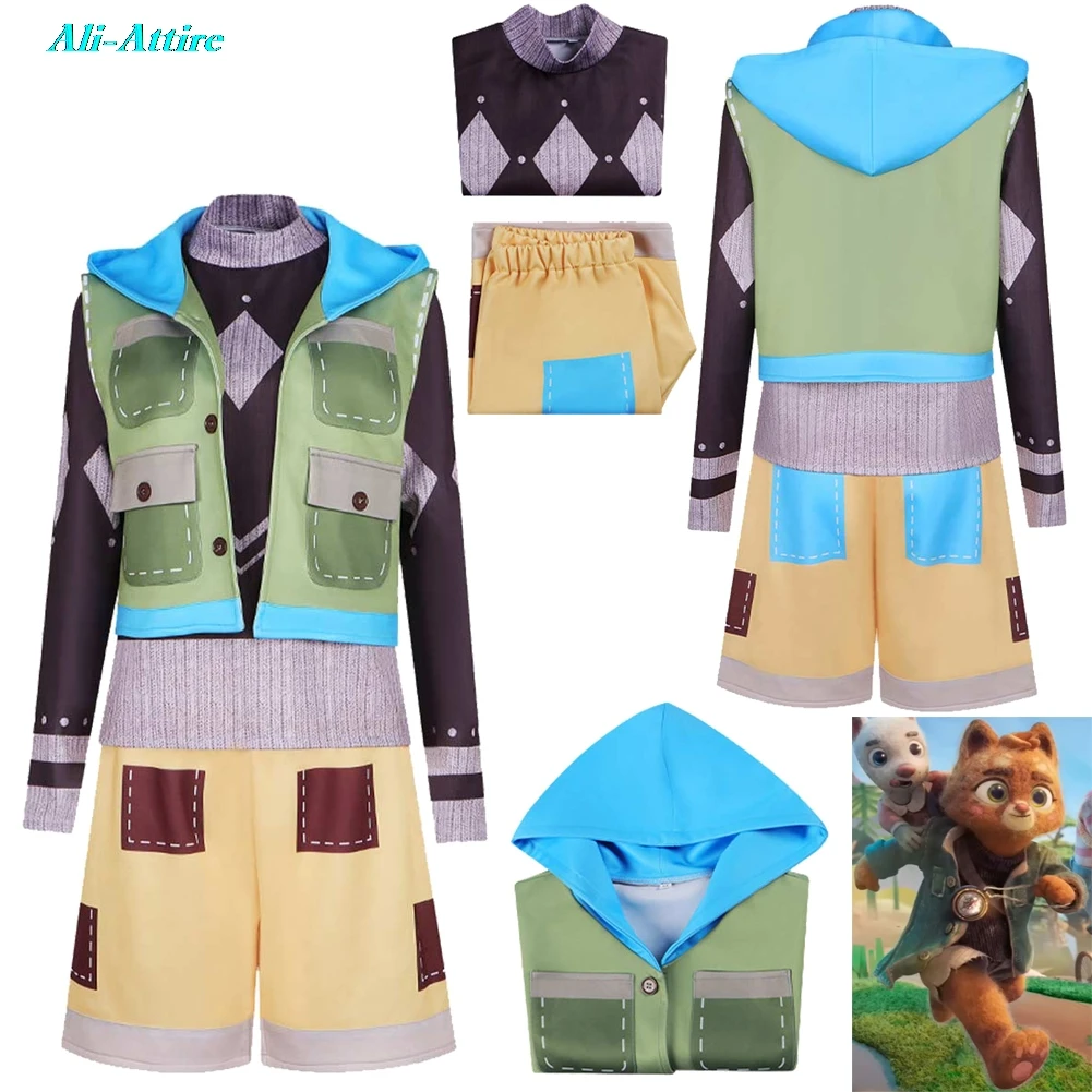 

Cartoon Brave Cat Cosplay Leo Top Pants Clothes Adult Kid Child Halloween Costume Carnival Outfits Suits Party Disguise Roleplay