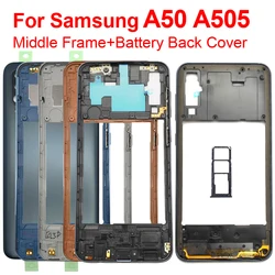 A50 Middle Frame For Samsung Galaxy A50 2019 A505 A505F Middle Frame  Battery Back Cover Rear Door Housing Cover Replacement Par