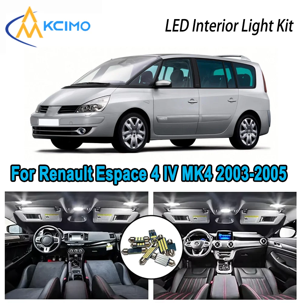 

High-Quality LED Interior Kit for Renault Espace 4 IV MK4 2003-2005 2004 Premium Error-Free Dome Map Trunk Automotive Lamps