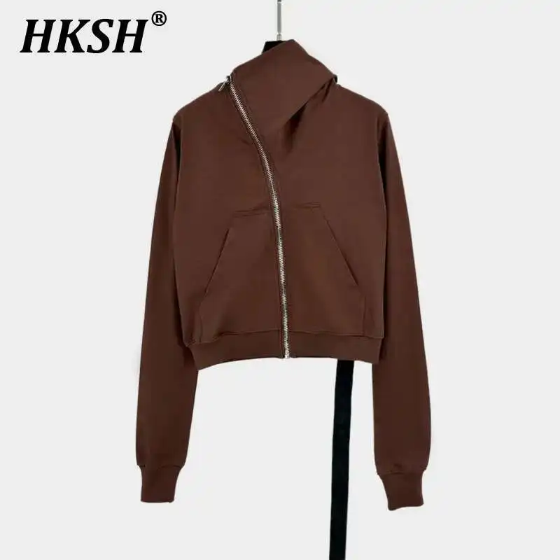 

HKSH Темный RO Стиль Весна Осень Новая Короткая Нить Сращивание Slim Fit Молния Воротник-стойка Кардиган С Капюшоном Толстовка Куртка HK3397