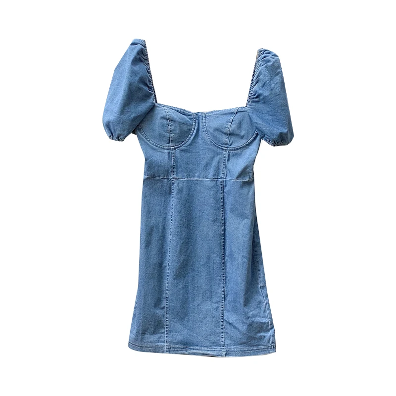 Retro Hong Kong Sle Hohe Taille Gerade Bein Denim Dr frauen Bodycon Rock Sommer Casual ort Sve Zipper Ba Dr