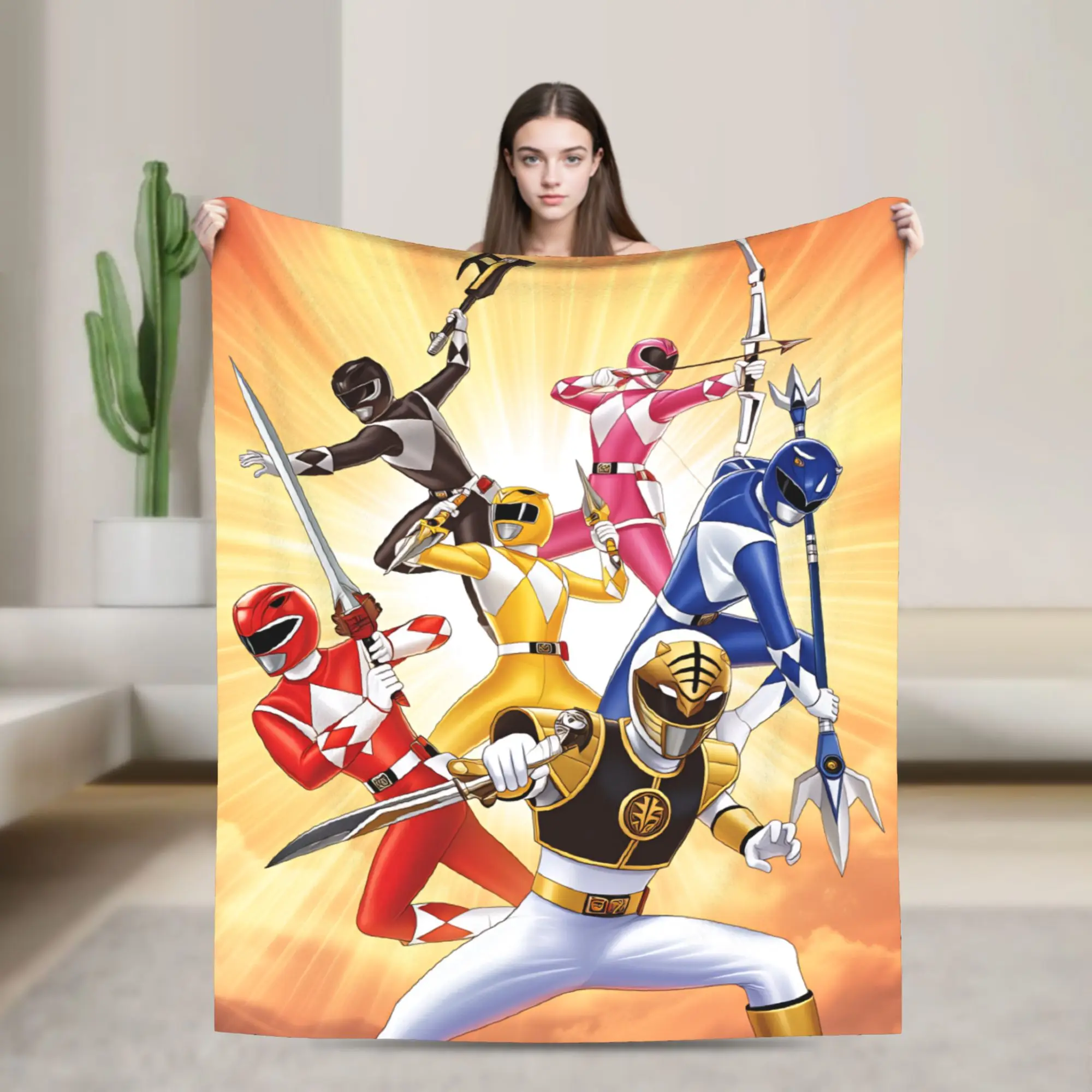 M-Mighty Morphin couvertures Super chaudes dessin animé p-power Rangers pique-nique literie en peluche lances nouveauté couvre-lit en flanelle canapé-lit