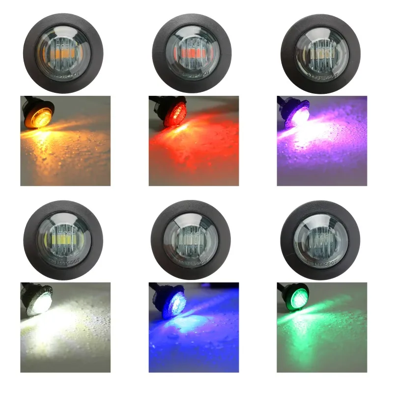 10PCS 3/4 Inch for Truck Trailer Boat Round LED Side Marker Lights Clearance Front Rear Waterproof Signal Lamp Indicators Light